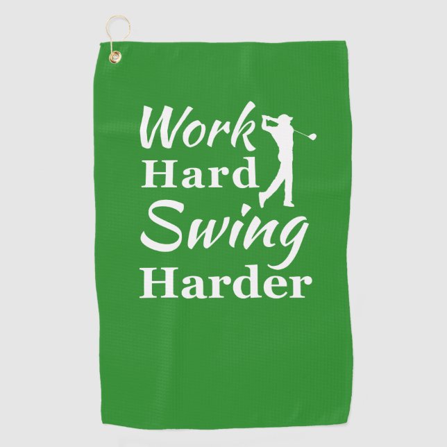 Toalla De Golf Trabajo duro Swing Harder Funny Tema Golf (Anverso)
