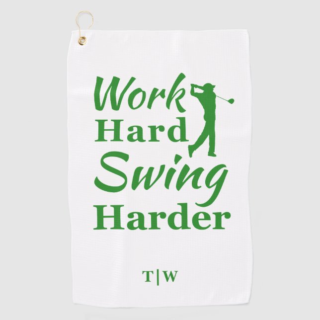 Toalla De Golf Trabajo duro Swing Harder Funny Tema Golf (Anverso)