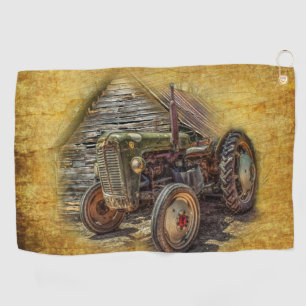 Toalla De Golf Tractor de granjas de cosecha de vintage Old Barn 