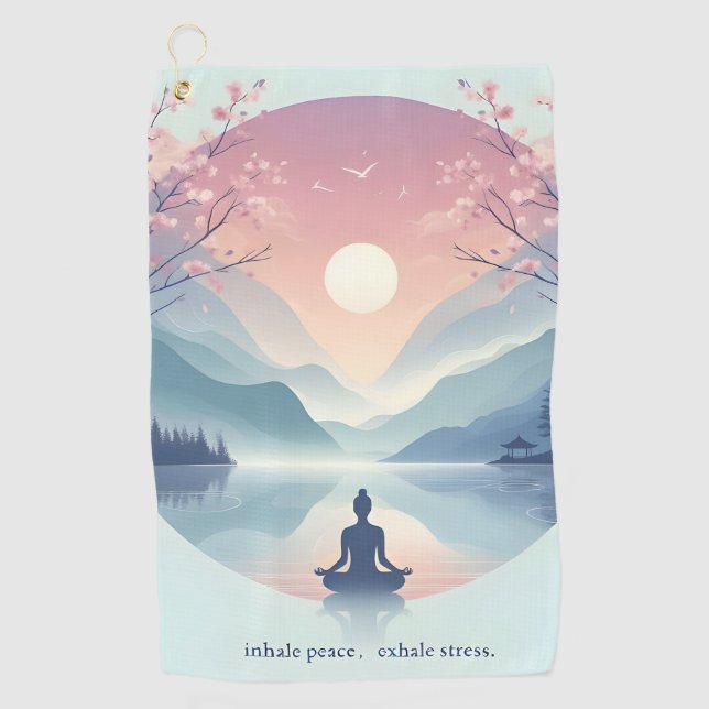 Toalla De Golf Tranquilizador arte de meditación natural (Anverso)