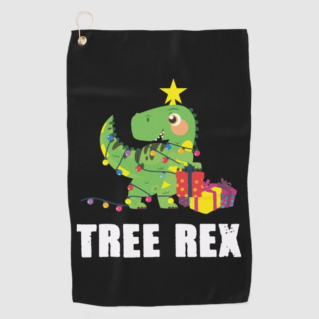 Toalla De Golf Tree Rex con bolas de Navidad - dino divertido (Anverso)