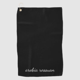 Toalla De Golf Trendy Monogram Modern Black Script Name Style