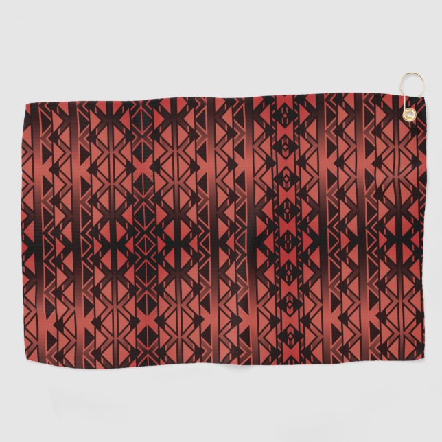 Toalla De Golf Triángulos tribales de ZigZag en salmón oscuro deg (Horizontal)