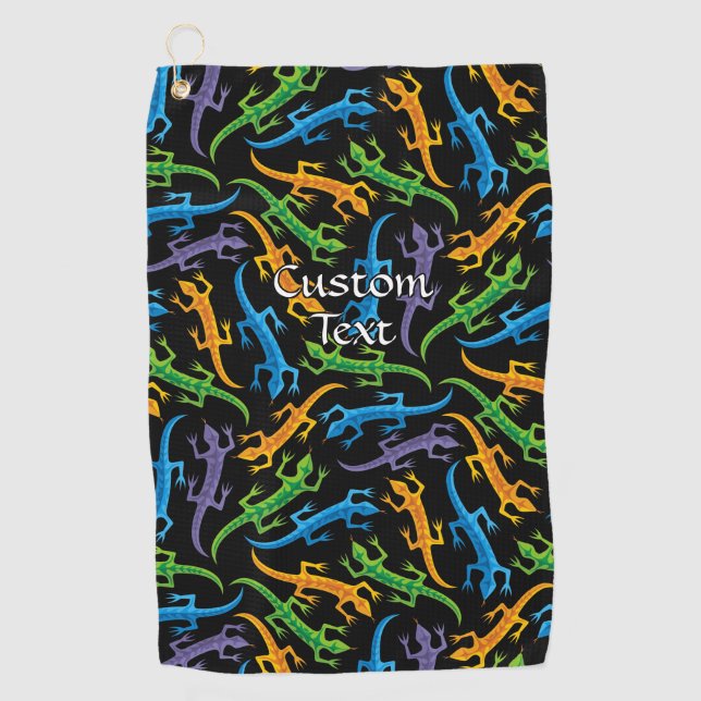 Toalla de golf Tríbal Colorful Lizards Pattern (Anverso)