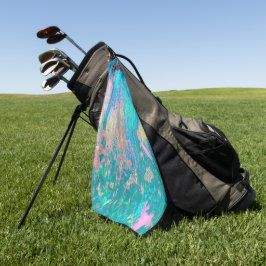 Toalla De Golf Trippy Aqua Sunrise con flores psicodélicas