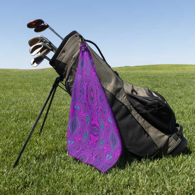 Toalla De Golf Trippy Retro Magenta y Black Abstract Pattern (Verde)