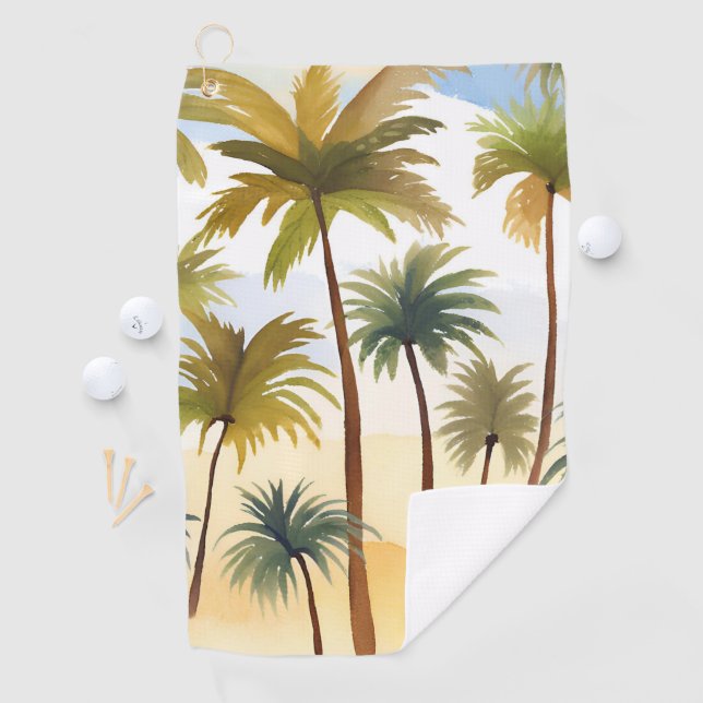 Toalla De Golf Tropical Palm Trees | Beach Watercolor Painting (In situ)