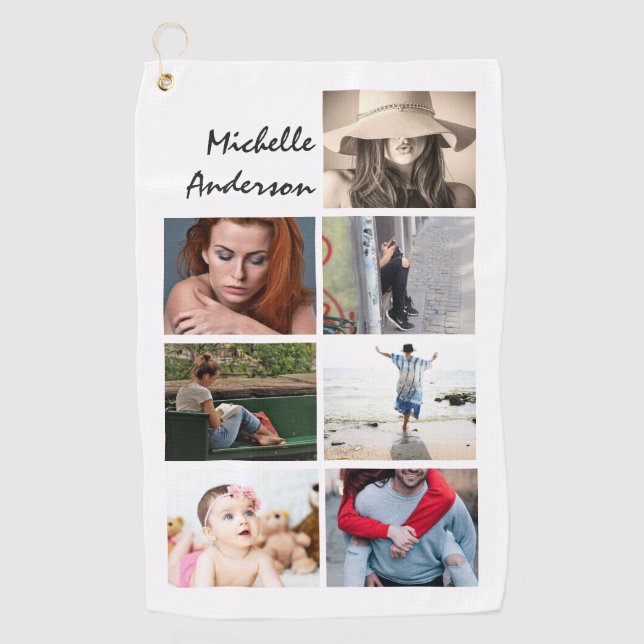 Toalla De Golf TU collage de fotos 7 con nombres modernos (Anverso)