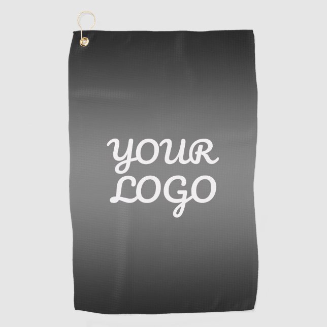 Toalla De Golf Tu Logo & Moderno Simple Ombre | Gris Oscuro (Anverso)