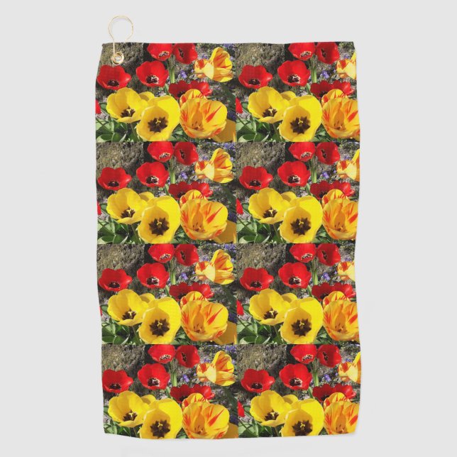 Toalla De Golf Tulipanes amarillos y rojos (Anverso)