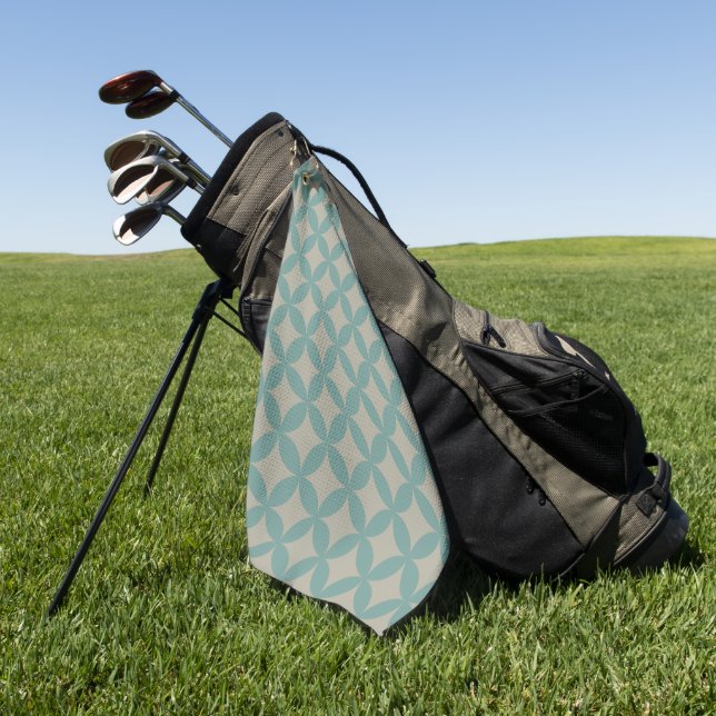 Toalla De Golf Turquesa Fachada Geométrica Retro Moderna De Media (Verde)