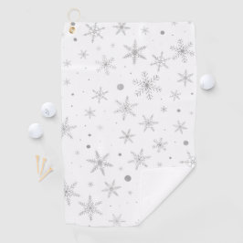 Toalla De Golf Twinkle Snowflake - Blanco y gris plateado