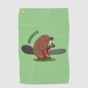Toalla De Golf Un castor gracioso con humor de personalizado de l