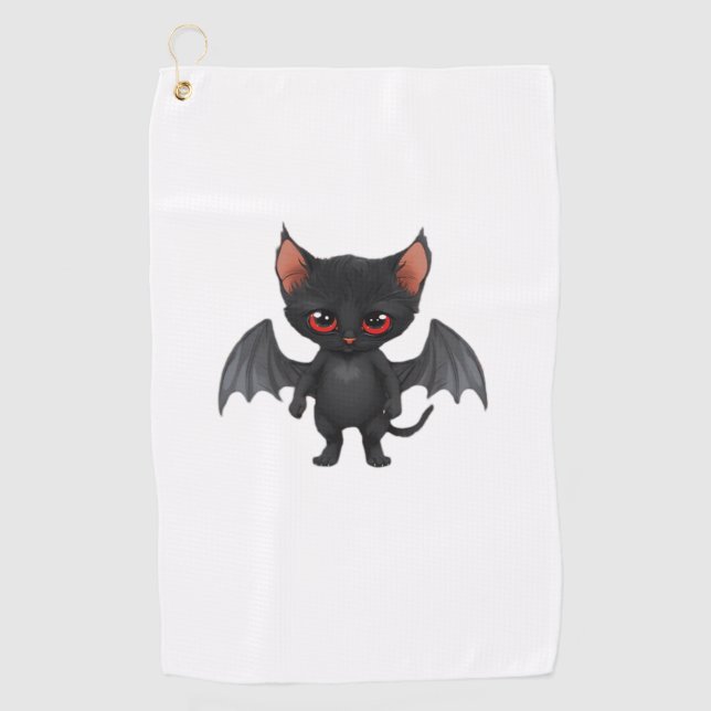 Toalla De Golf Un demonio gato en la noche de Halloween camiseta  (Anverso)