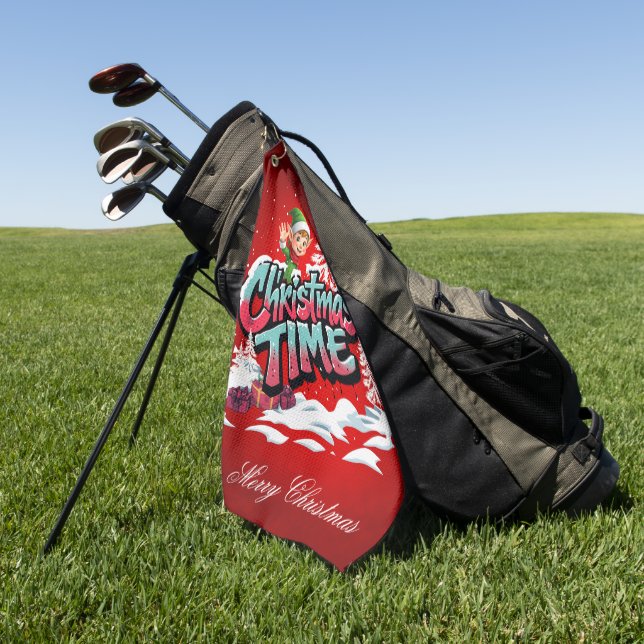 Toalla De Golf Un elfo personalizado alegre (Verde)