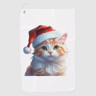 Toalla De Golf Un gato lindo con sombrero santa camiseta clásica