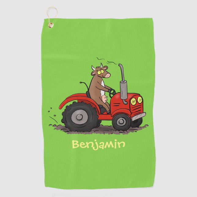 Toalla De Golf Una vaca feliz y linda conduciendo a un personaliz (Anverso)