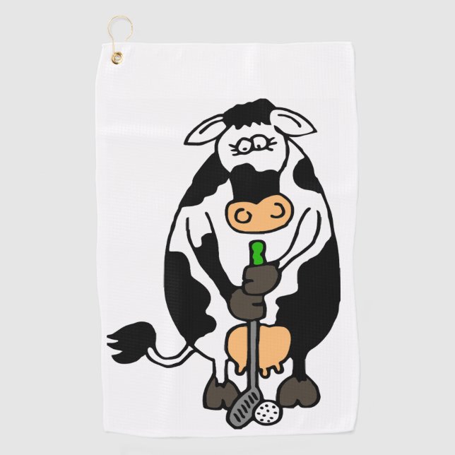 Toalla De Golf Una vaca jugando al golf (Anverso)
