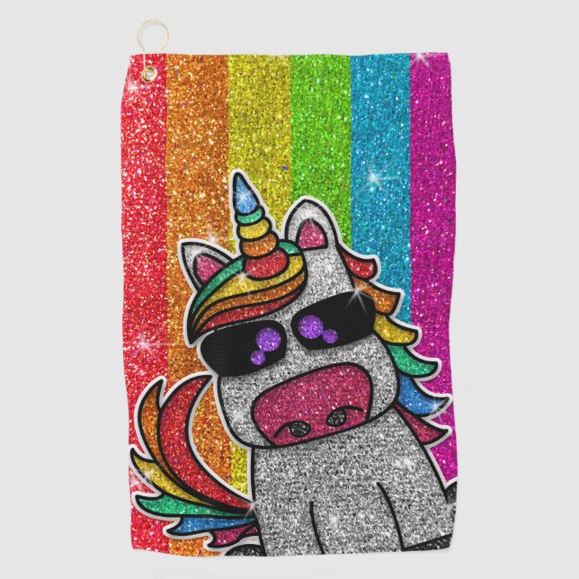 Toalla De Golf Unicornio, Purpurina arcoiris, espuma LGBT+ (Anverso)
