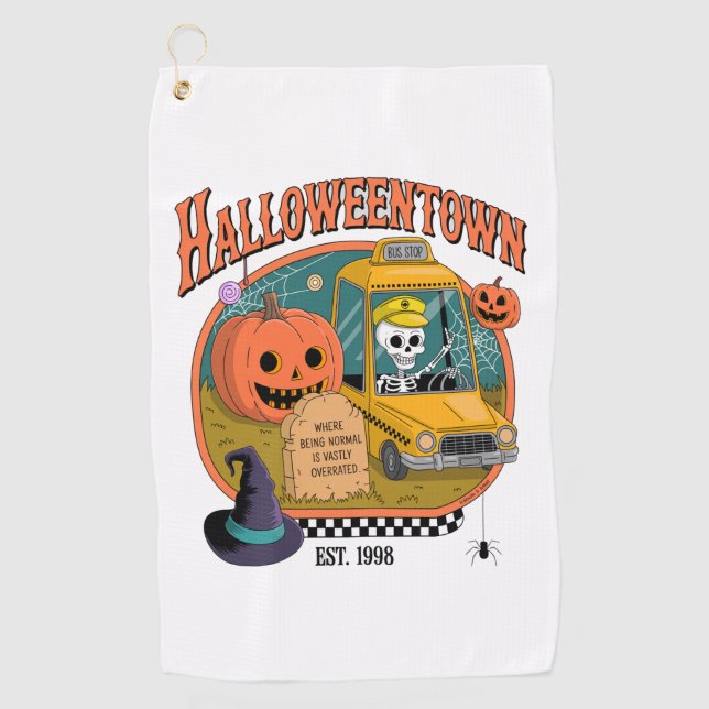 Toalla De Golf Universidad Pumpkin Halloweentown (Anverso)
