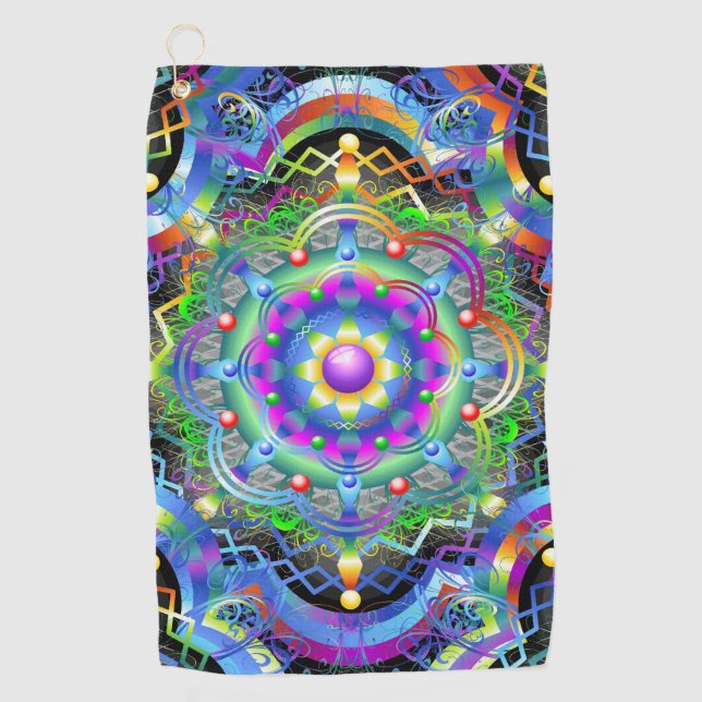 Toalla De Golf Universo Mandala Colores Psicodélicos (Anverso)