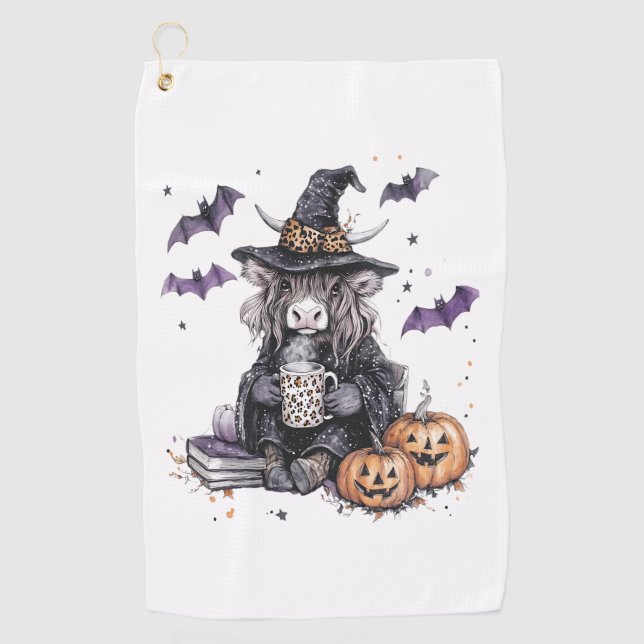 Toalla De Golf Vaca Highland de Halloween (Anverso)