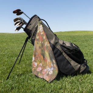 Toalla De Golf Vase con cornflores y cachorros, peonías y crisant