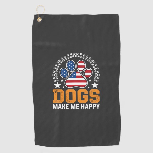 Toalla De Golf Vector de huella de pata de perros patrióticos (Anverso)