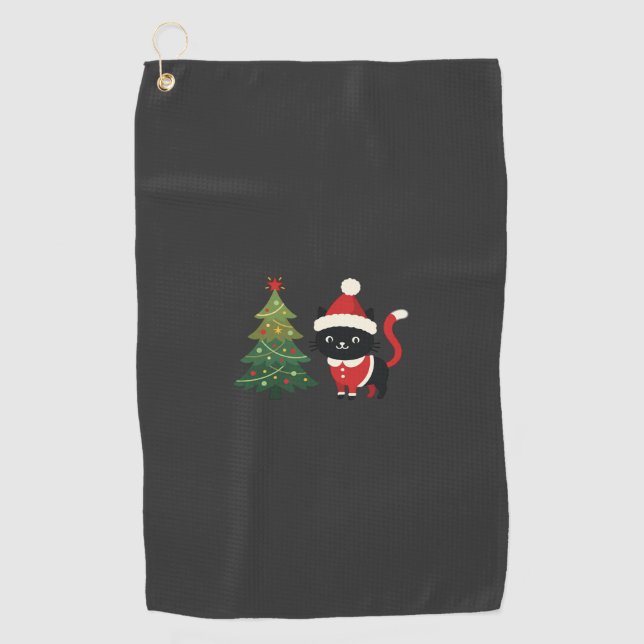 Toalla De Golf Vector gato de Navidad Santa árbol (Anverso)
