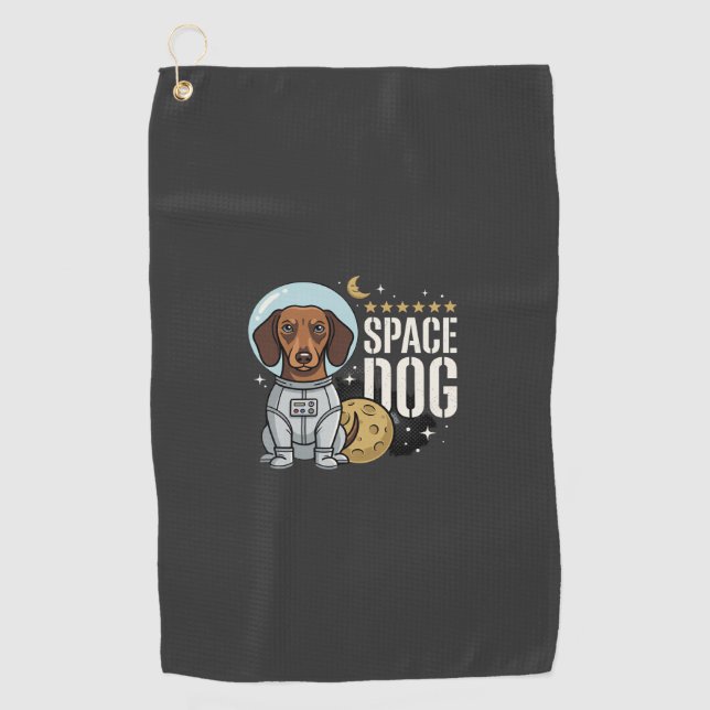 Toalla De Golf Vector perro espacial astronauta Dachshund (Anverso)