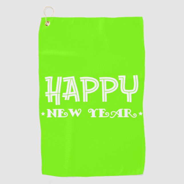 Toalla De Golf verde fluorescente - Feliz Año Nuevo (Anverso)