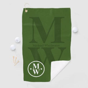 Toalla De Golf Verde monograma vertical personalizado de 2 letras