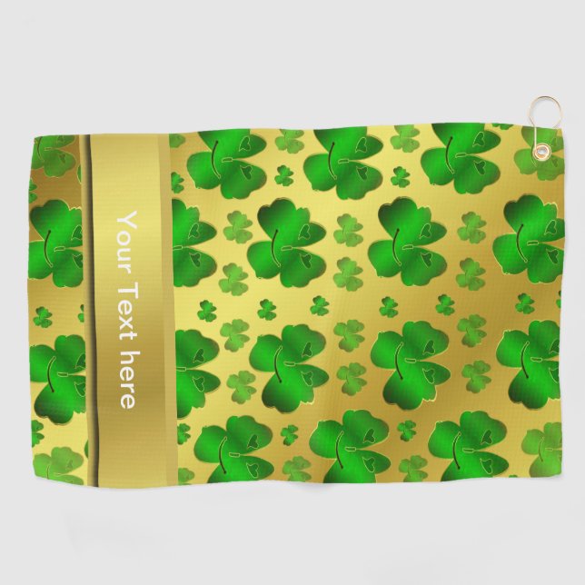 Toalla De Golf verde, shamrock, oro, brillante, texto, santa petr (Horizontal)