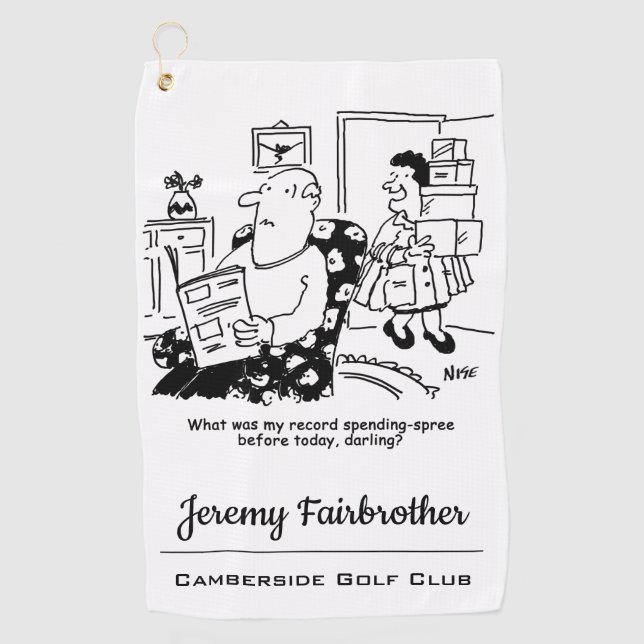 Toalla De Golf Viaje de compras. Registro pendiente. Divertido (Anverso)