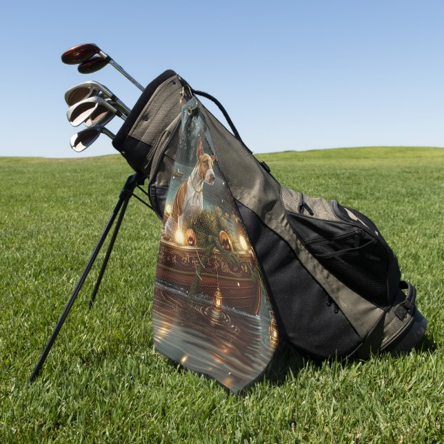 Toalla De Golf Viaje festivo para Navidades de Bull Terrier (Verde)