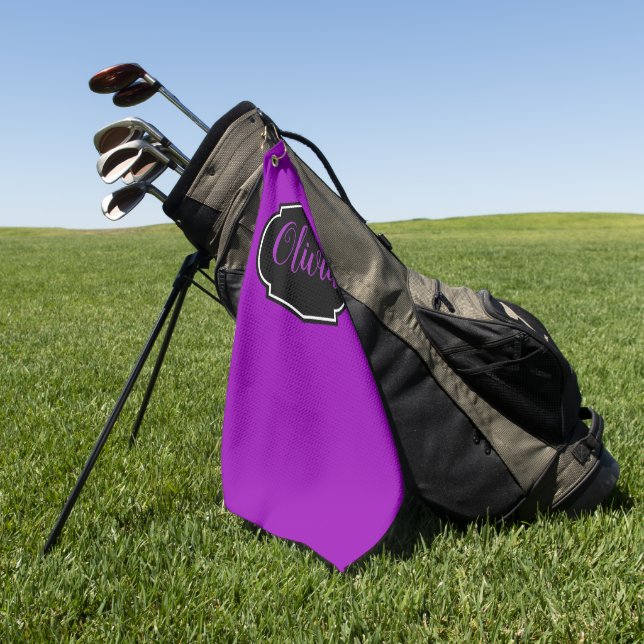 Toalla De Golf Vibrante, audaz morado personalizado (Verde)