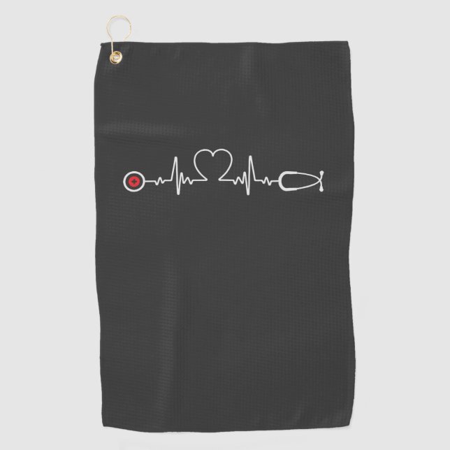 Toalla De Golf Vida de enfermería | Latido de enfermera (Anverso)