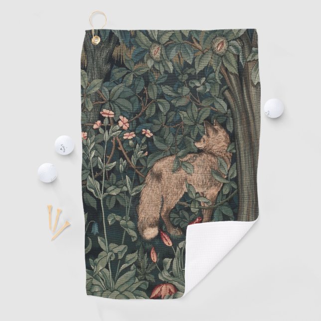 Toalla De Golf Vida silvestre William Morris Greenery Fox (In situ)