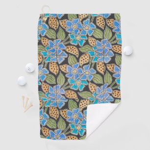Toalla De Golf Vincapervinca azul ornamentada floral Art Nouveau