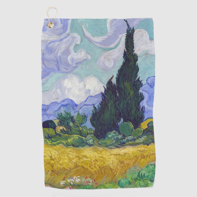 Toalla De Golf Vincent Van Gogh - Campo de trigo con cipreses (Anverso)