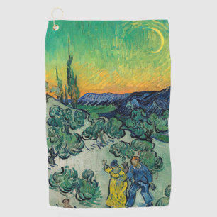 Toalla De Golf Vincent van Gogh - Paisaje iluminado por luna con