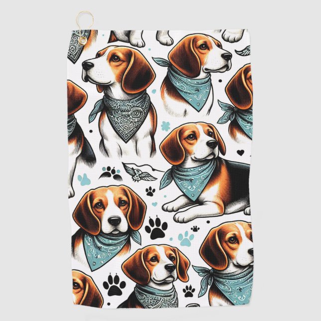 Toalla De Golf Vintage Beagle Puppy Seamless (Anverso)