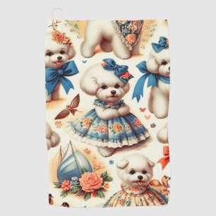 Toalla De Golf Vintage Cute Bichon Frisé Pintura