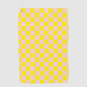 Toalla De Golf Vintage de tablero de ajedrez color rosa pastel