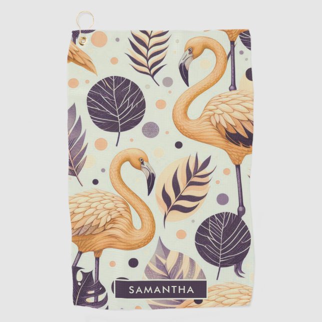 Toalla De Golf Vintage Flamingo Seamless (Anverso)