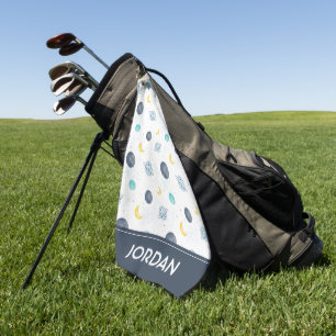 Toalla De Golf Watercolor Blue Space Planet Pattern
