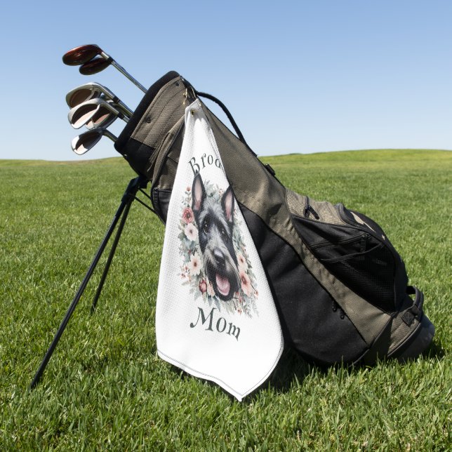 Toalla De Golf Watercolor Scottie y floral Wreath (Verde)