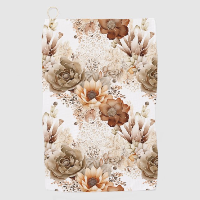 Toalla De Golf Western Brown Cream Southwest Floral (Anverso)