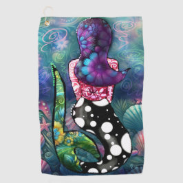 Toalla De Golf Whimsical Abstract Mermaid Nautical Teal Seashells