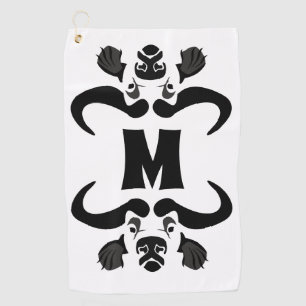 Toalla De Golf Whimsical Cape Buffalo, con tinta negra